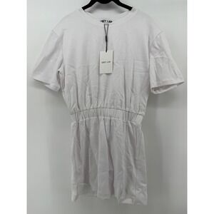 Grey Lab Womens White Short Sleeve Elastic Waist T-Shirt Mini Dress Size Small